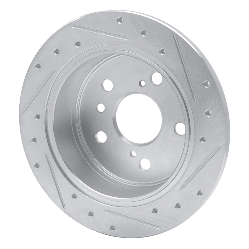 Lexus ES300 Brake Rotor (1) - Rear Left - R1 Concepts - Drilled & Slotted - Silver - `02-`08
